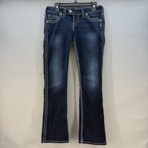 Silver Jean Co Women's 32 (12) Dark Blue Tuesday Slim Bootcut Western EUC